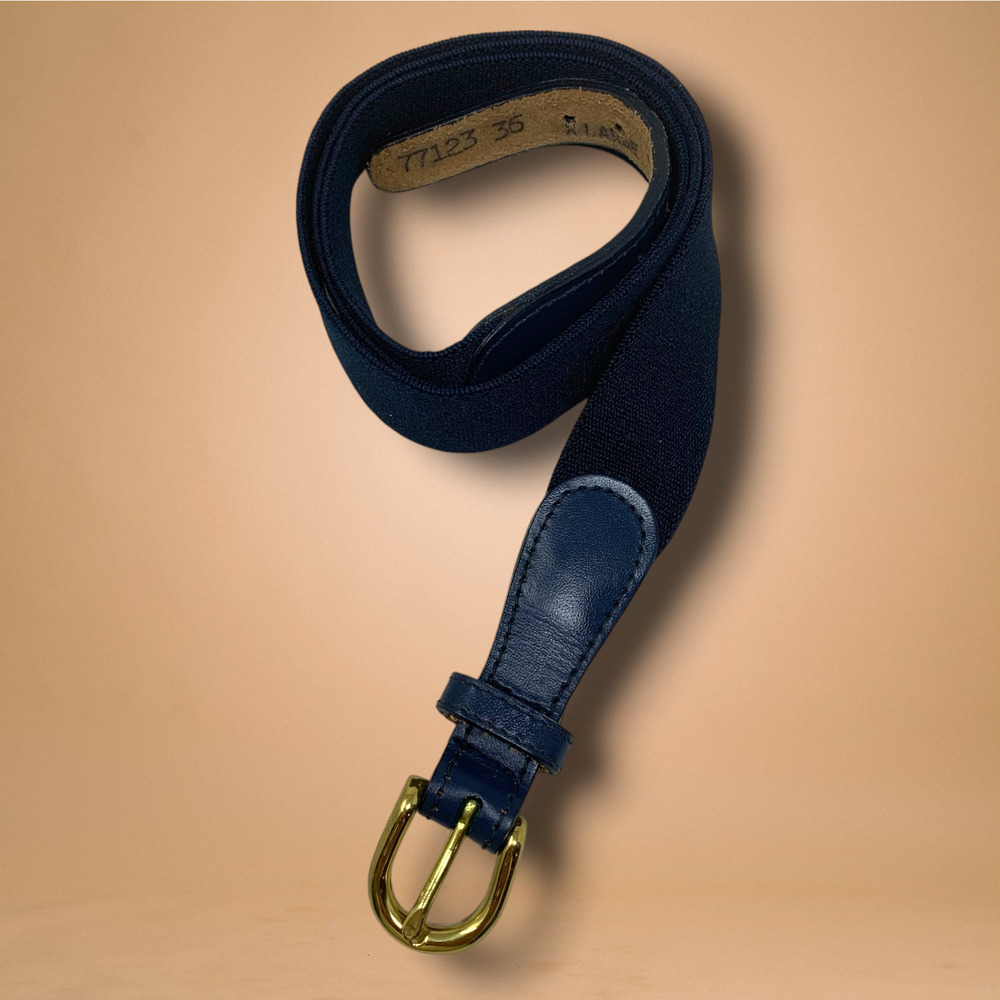 Vintage 1970's Lady Canterbury Women's Sz XL Navy Stretch Belt Elastic & Leather